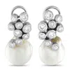 Lb Exclusive 18k White Gold 2.50ct Diamond And Pearl Earrings Mf22-090225 In Silver