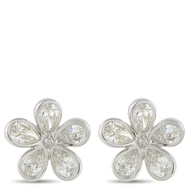 Lb Exclusive 18k White Gold 2.50ct Diamond Flower Earrings Aer-19121 In Metallic
