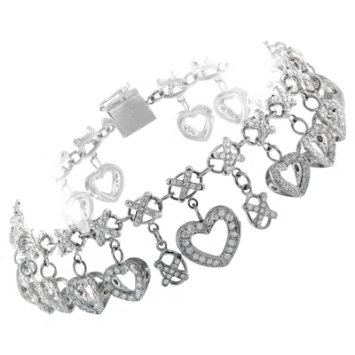 Pre-owned Lb Exclusive 18k White Gold 2.5ct Diamond Charm Bracelet Mf14-012926