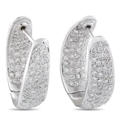 Lb Exclusive 18k White Gold 2.60ct Diamond Inside-out Hoop Earrings Mf05-1030325 In Silver