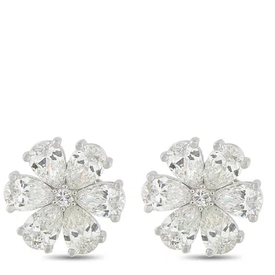 Lb Exclusive 18k White Gold 2.70ct Diamond Flower Earrings Aer-19962