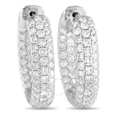Lb Exclusive 18k White Gold 3.05ct Diamond Inside Out Hoop Earrings In Multi-color