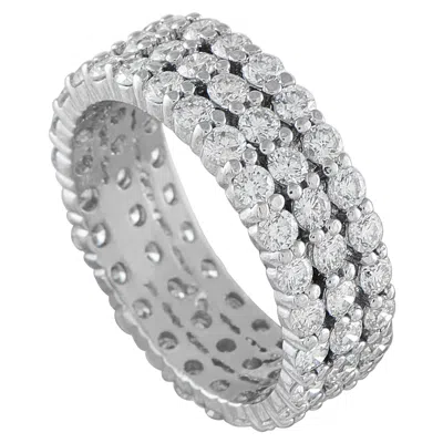 Pre-owned Lb Exclusive 18k White Gold 3.03ct Diamond Three-row Eternity Band Ring Mf17-121525