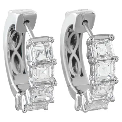 Pre-owned Lb Exclusive 18k White Gold 3.05ct Diamond Earrings Aer-16800-8