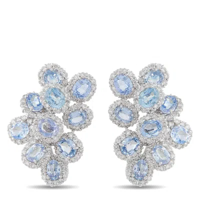 Lb Exclusive 18k White Gold 3.0ct Diamond And Sapphire Clip-on Earrings #5434 In Multi
