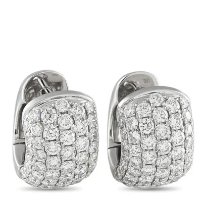 Lb Exclusive 18k White Gold 3.10ct Diamond Wide Huggie Earrings Aer-15403 In Metallic
