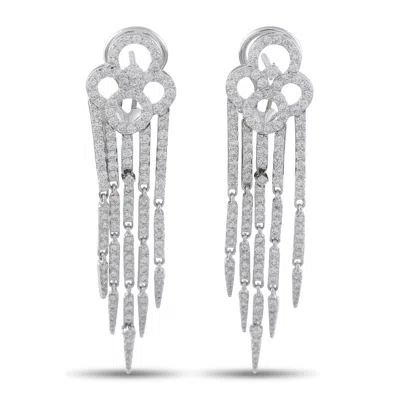 Lb Exclusive 18k White Gold 3.20ct Diamond Dangle Earrings Mf20-040826 In Silver