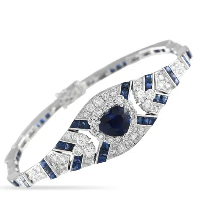 Lb Exclusive 18k White Gold 3.61ct Diamond And Sapphire Bracelet Mf28-061125 In Metallic