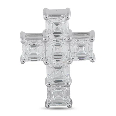 Lb Exclusive 18k White Gold 3.80ct Diamond Cross Pendant Acr-19981 In Silver