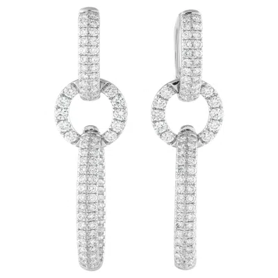Pre-owned Lb Exclusive 18k White Gold 3.85ct Diamond Dangle Earrings