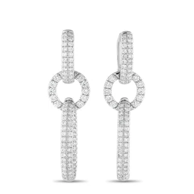Lb Exclusive 18k White Gold 3.85ct Diamond Dangle Earrings Aer-19958 In Metallic