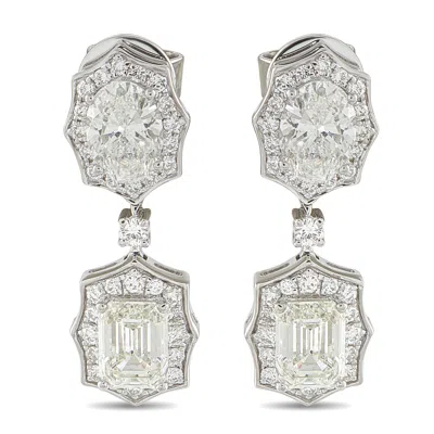 Lb Exclusive 18k White Gold 3.91ct Diamond Earrings Aer-19788 In Metallic