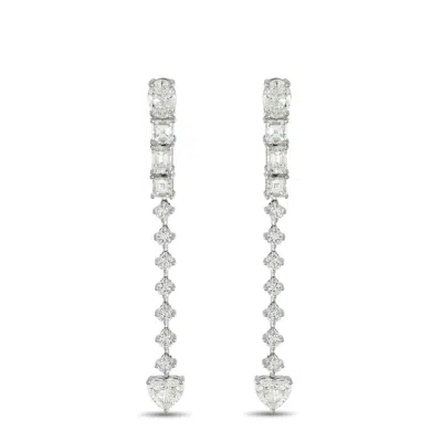 Lb Exclusive 18k White Gold 3.95 Ct Diamond Dangle Earrings Aer-18518 In Silver