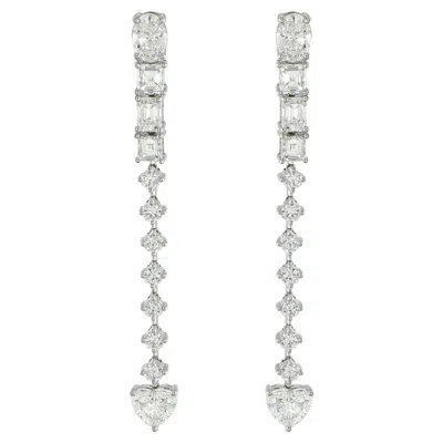Pre-owned Lb Exclusive 18k White Gold 3.95ct Diamond Dangle Earrings