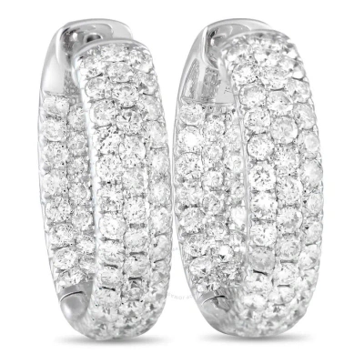 Lb Exclusive 18k White Gold 4.15ct Diamond Pave Inside Out Hoop Earrings In Multi-color
