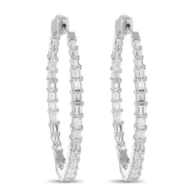 Lb Exclusive 18k White Gold 4.25ct Diamond Inside-out Hoop Earrings Aer-15324