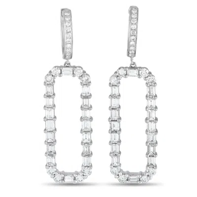 Lb Exclusive 18k White Gold 4.30ct Diamond Dangle Earrings