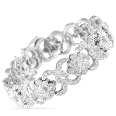 Lb Exclusive 18k White Gold 4.50 Ct Diamond Flower Link Bracelet Mf03-070825