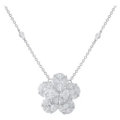 Pre-owned Lb Exclusive 18k White Gold 4.75ct Diamond Necklace Ank-19760-2