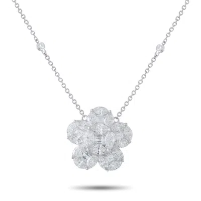 Lb Exclusive 18k White Gold 4.75ct Diamond Pendant Necklace Ank-19760-2 In Silver
