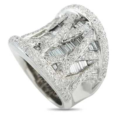 Lb Exclusive 18k White Gold 5.0ct Diamond Ring Mf15-122325 In Silver