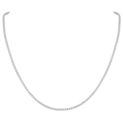 Pre-owned Lb Exclusive 18k White Gold 5.78ct Diamond Tennis Necklace Mf06-111825