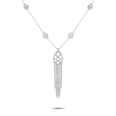 Lb Exclusive 18k White Gold 5.85ct Diamond Pendant Necklace Mf21-040826 In Metallic