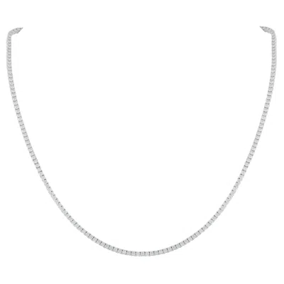 Pre-owned Lb Exclusive 18k White Gold 5.92ct Diamond Tennis Necklace Mf07-11825