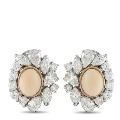 Lb Exclusive 18k White Gold 6.0ct Diamond And Conch Pearl Clip-on Earrings Mf18-062526