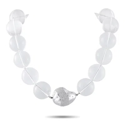 Lb Exclusive 18k White Gold 6.58ct Diamond And Rock Crystal Necklace Mf01-071025