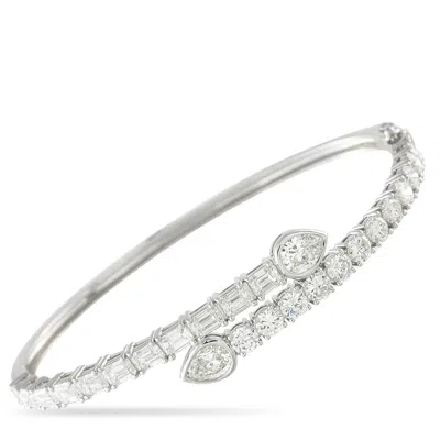 Lb Exclusive 18k White Gold 6.75 Ct Diamond Bangle Bracelet Alb-18134 In Metallic