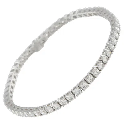 Pre-owned Lb Exclusive 18k White Gold 6.91ct Diamond Tennis Bracelet Mf06-041526