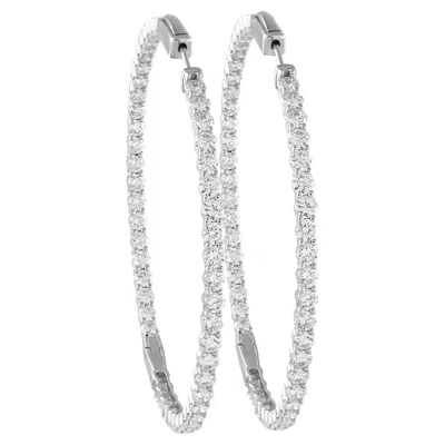 Pre-owned Lb Exclusive 18k White Gold 7.20ct Diamond Inside-out Hoop Earrings