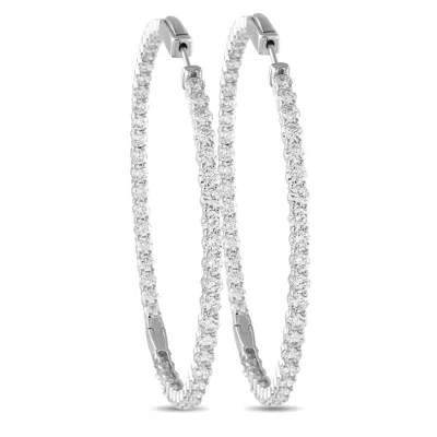 Lb Exclusive 18k White Gold 7.20ct Diamond Inside-out Hoop Earrings Aer-12996 In Silver