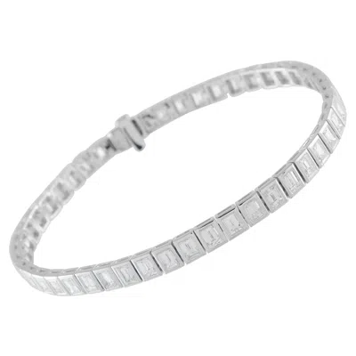 Pre-owned Lb Exclusive 18k White Gold 7.40ct Diamond Bracelet Alb-20297-1