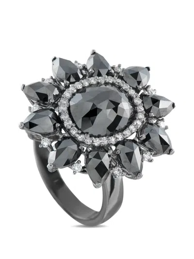 Pre-owned Lb Exclusive 18k White Gold 7.61ct Diamond Ring In Black