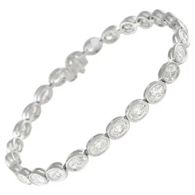 Pre-owned Lb Exclusive 18k White Gold 8.05ct Diamond Bracelet Alb-18559-1