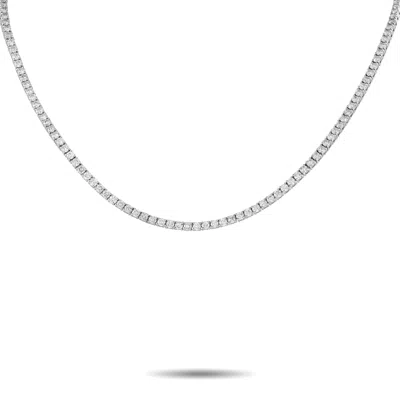 Lb Exclusive 18k White Gold 8.06ct Diamond Tennis Necklace Mf06-070225