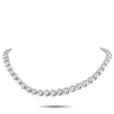 Lb Exclusive 18k White Gold 9.0ct Diamond Necklace Mf01-032025 In Metallic