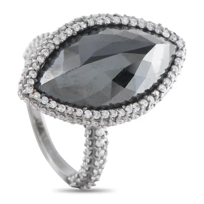 Lb Exclusive 18k White Gold 9.0ct White And Black Diamond Ring Mf03-050526 In Metallic