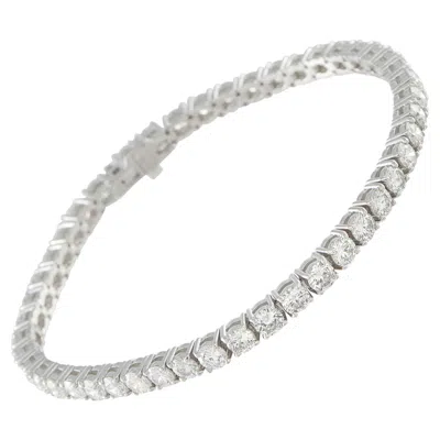 Pre-owned Lb Exclusive 18k White Gold 9.26ct Diamond Tennis Bracelet Mf05-041526