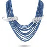 Lb Exclusive 18k White Gold 9.75ct Diamond And 400.0ct Sapphire Multi-strandnecklace Mf12-090525 In Blue