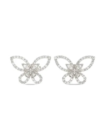 Pre-owned Lb Exclusive 18k White Gold Butterfly Diamond Earrings