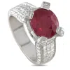Lb Exclusive 18k White Gold Diamond And Ruby Ring Mf32-051526 In Silver
