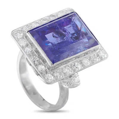 Lb Exclusive 18k White Gold Diamond And Tanzanite Ring Mf21-050126 In Metallic