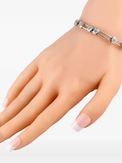 Pre-owned Lb Exclusive 18k White Gold Diamond Bangle Bracelet In Silver