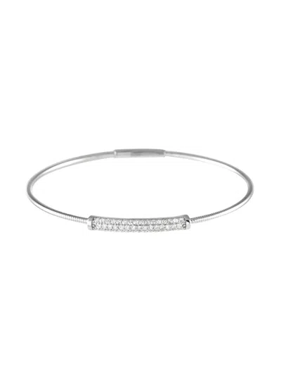 Pre-owned Lb Exclusive 18k White Gold Diamond Bangle In Silver