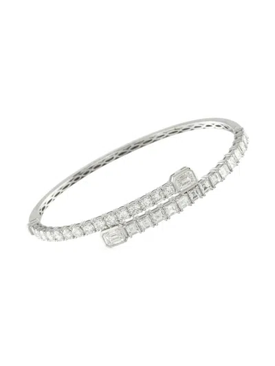 Pre-owned Lb Exclusive 18k White Gold Diamond Bangle In Silver