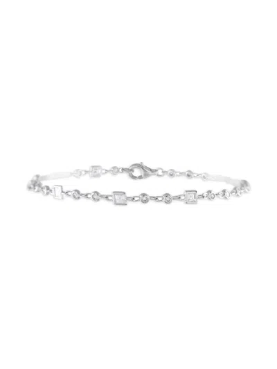 Pre-owned Lb Exclusive 18k White Gold Diamond Bracelet In Silver