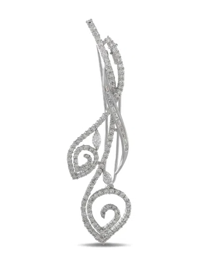 Pre-owned Lb Exclusive 18k White Gold Diamond Brooch In Silver